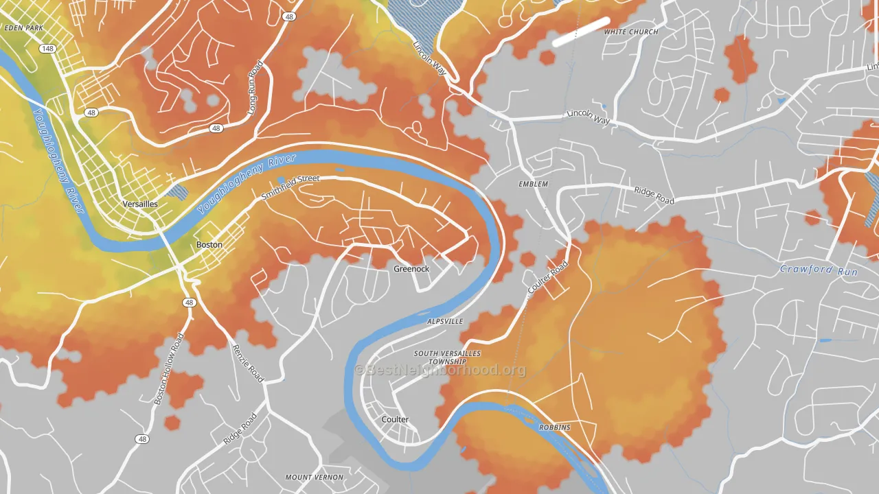 Bike Grade map of Greenock, PA