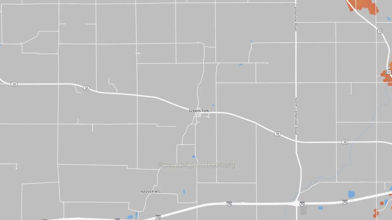 Bike Grade map of Greens Fork, IN