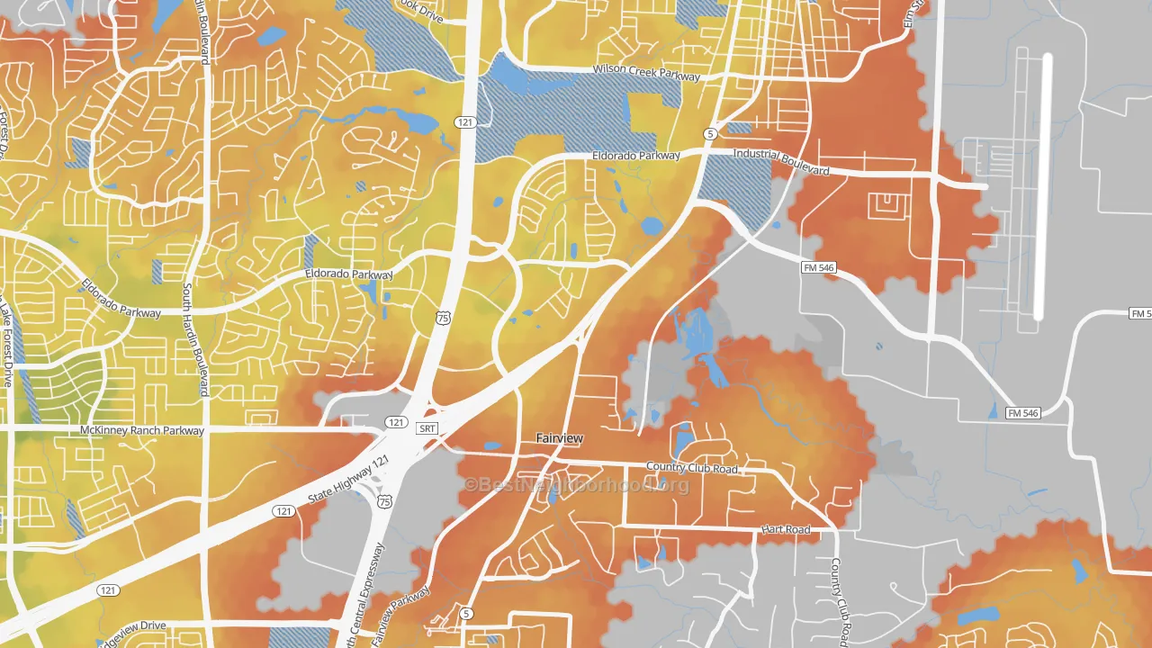 Bike Grade map of Greens of McKinney, McKinney, TX