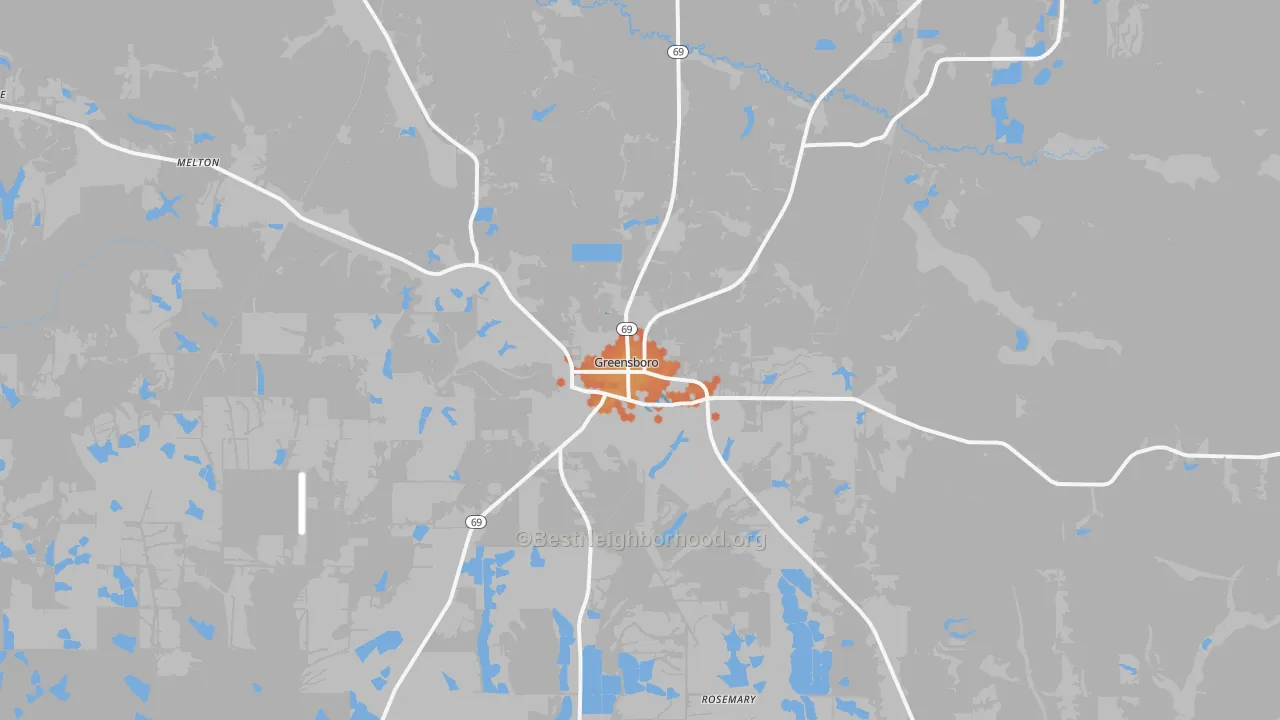 Bike Grade map of Greensboro, AL