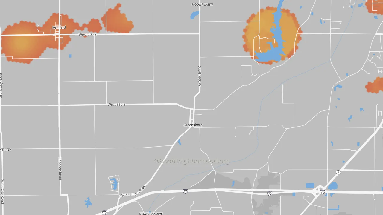 Bike Grade map of Greensboro, IN