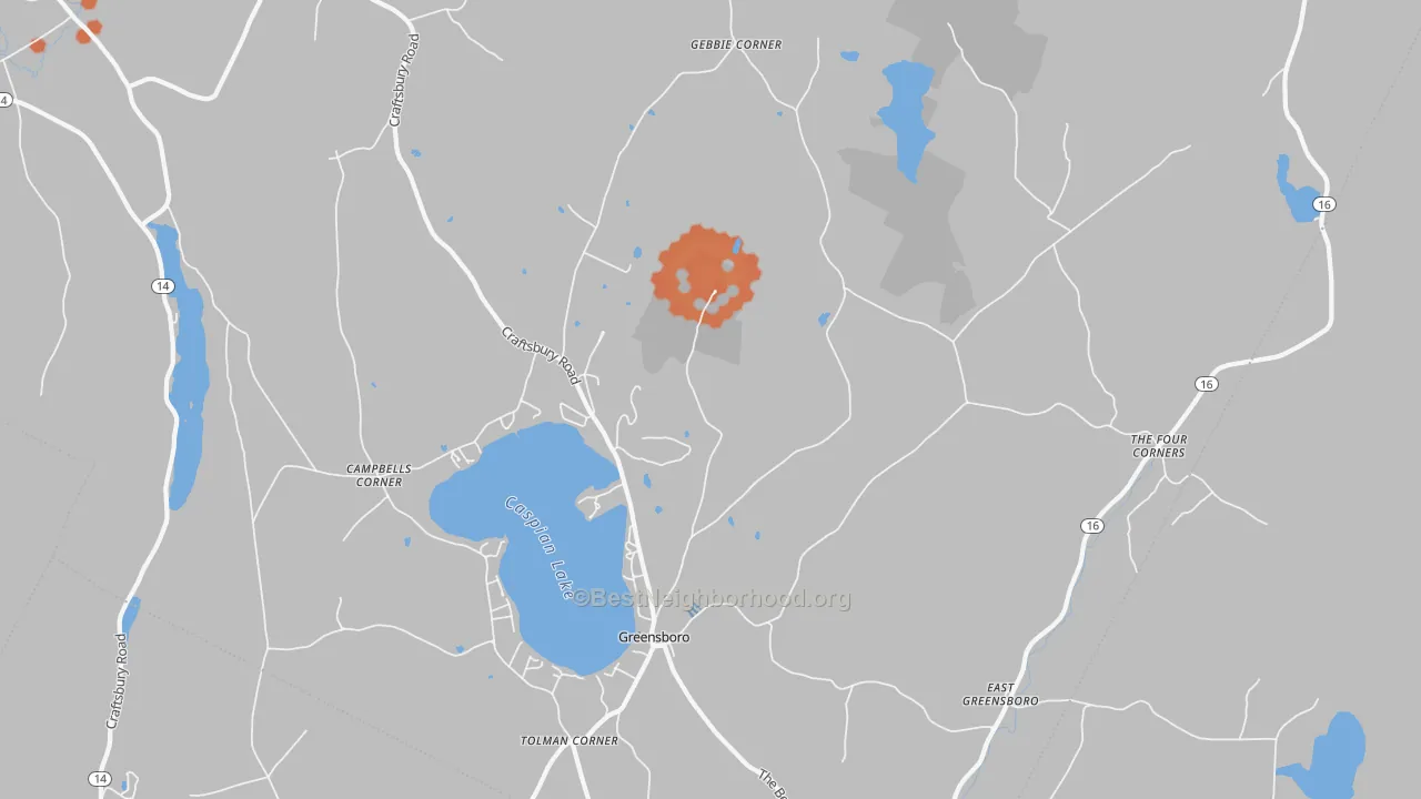 Bike Grade map of Greensboro, VT
