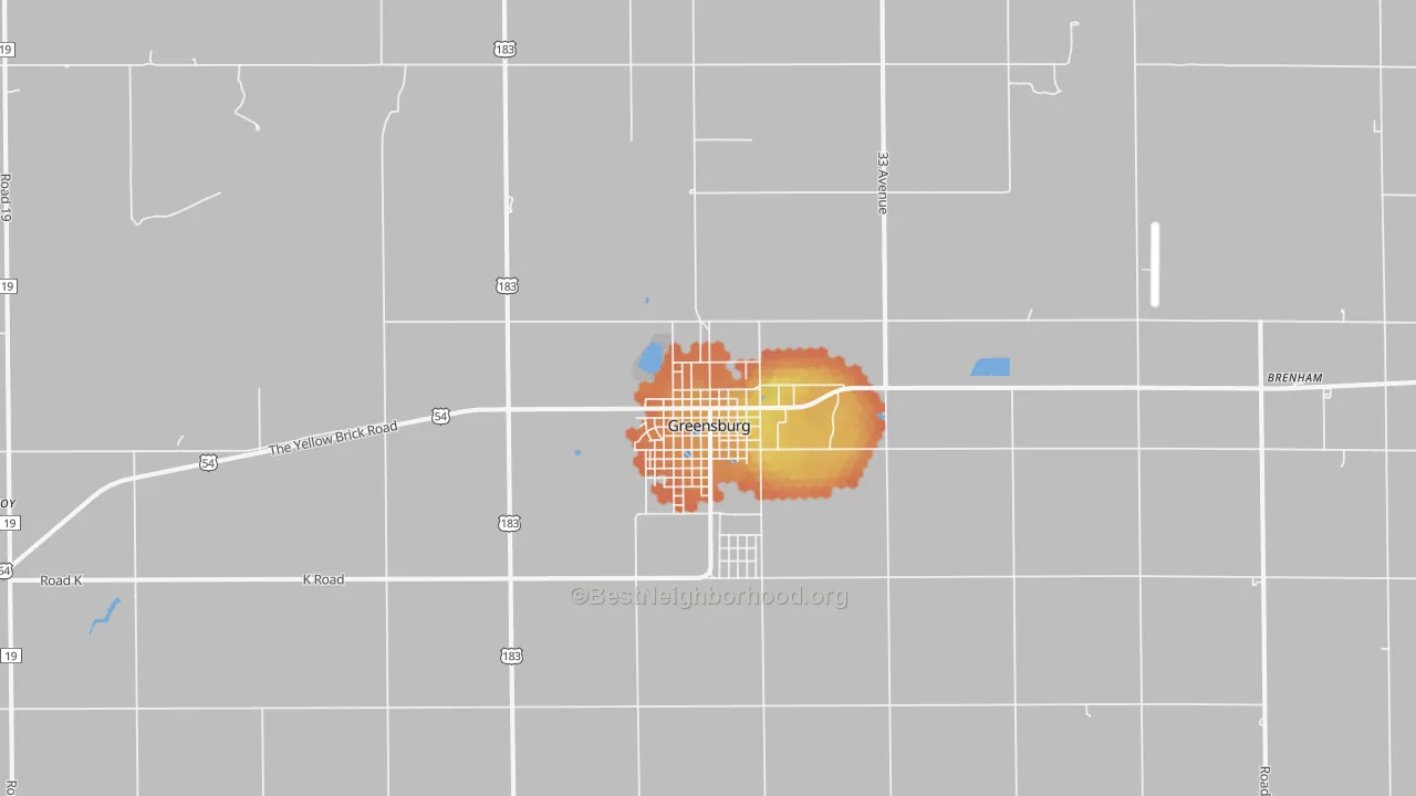 Bike Grade map of Greensburg, KS