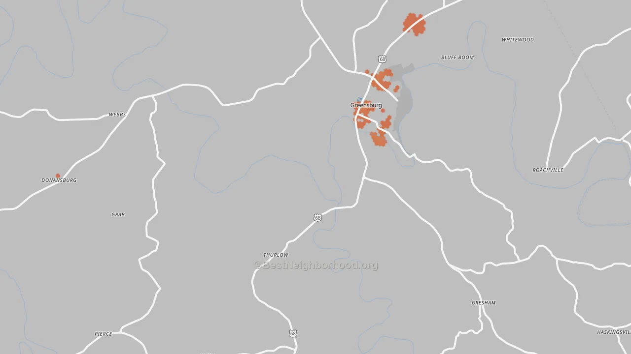 Bike Grade map of Greensburg, KY