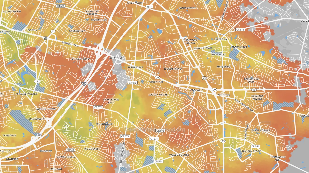 Bike Grade map of Greentree, NJ