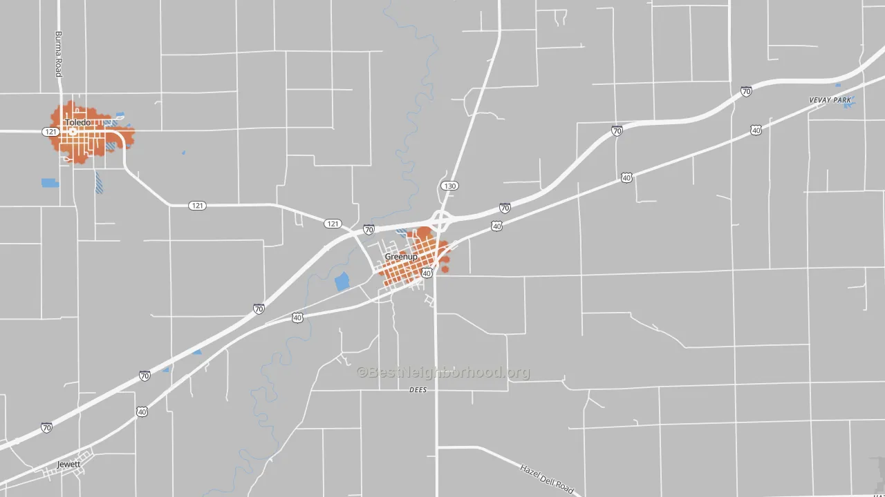 Bike Grade map of Greenup, IL