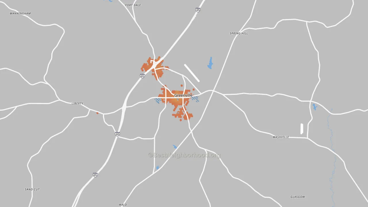 Bike Grade map of Greenville, AL