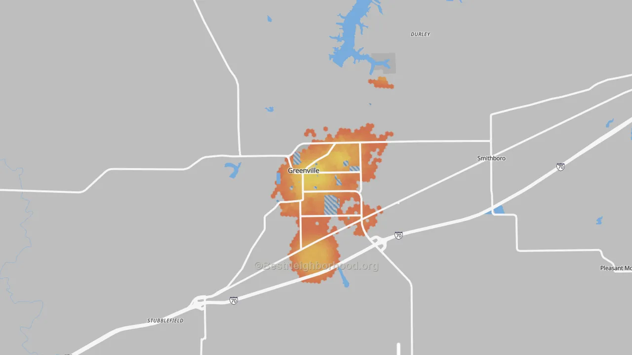 Bike Grade map of Greenville, IL