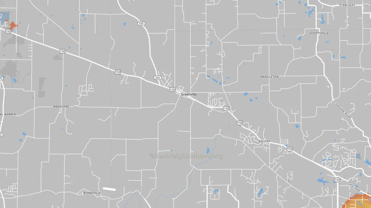 Bike Grade map of Greenville, IN