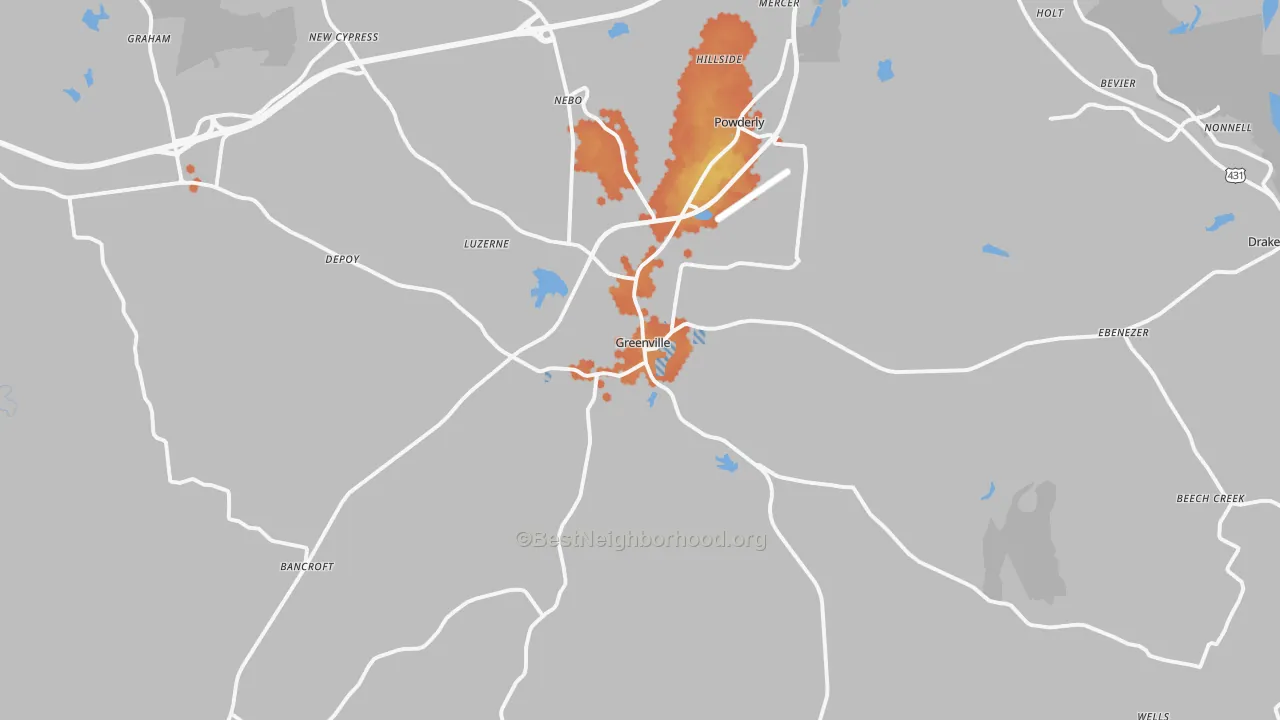 Bike Grade map of Greenville, KY