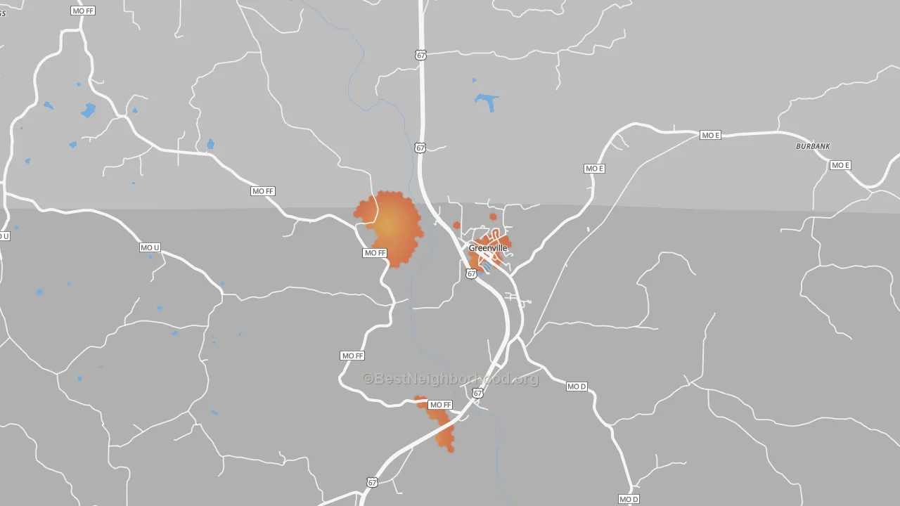Bike Grade map of Greenville, MO