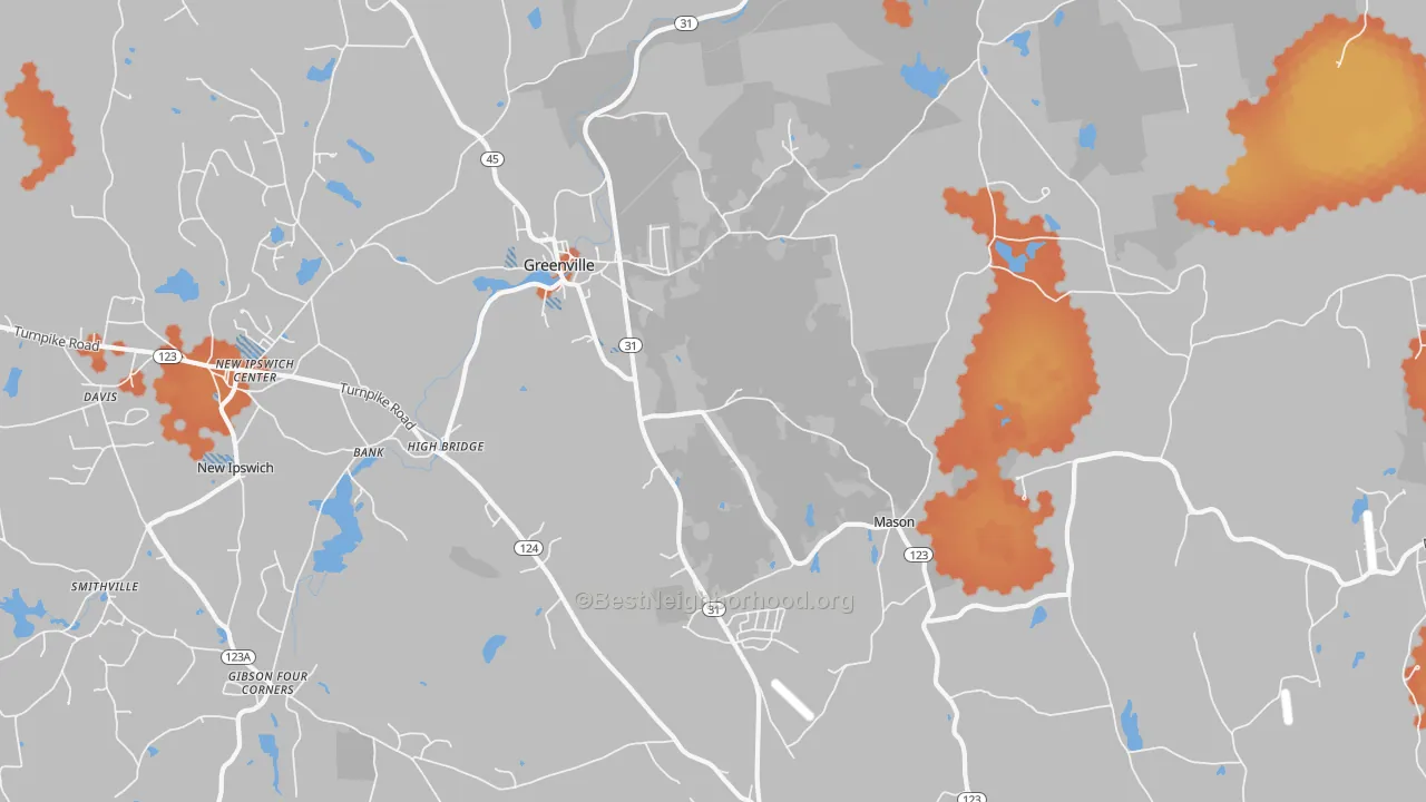 Bike Grade map of Greenville, NH