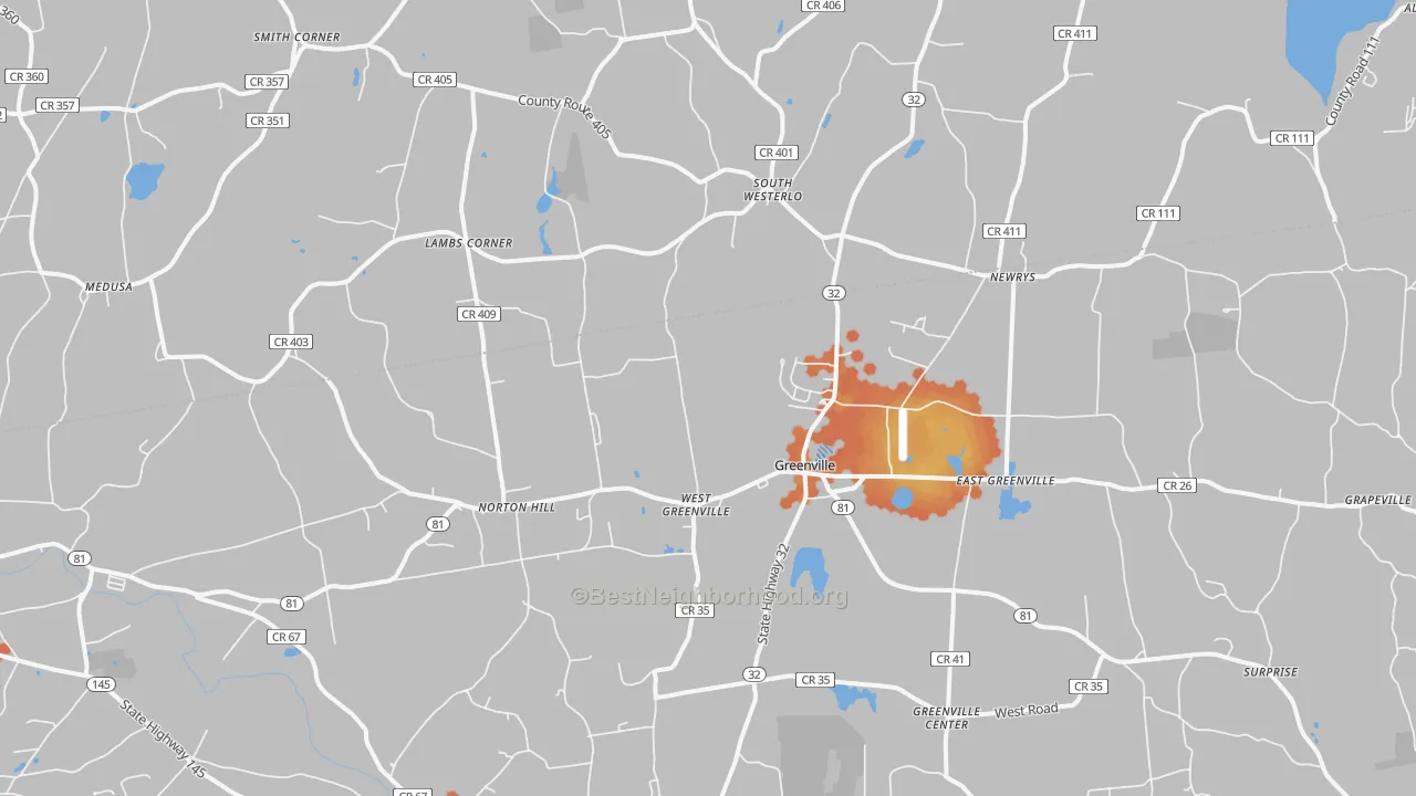 Bike Grade map of Greenville, NY