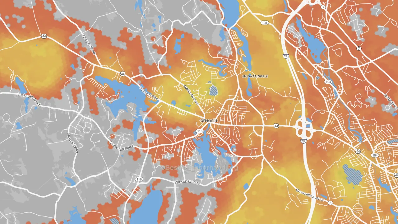 Bike Grade map of Greenville, RI
