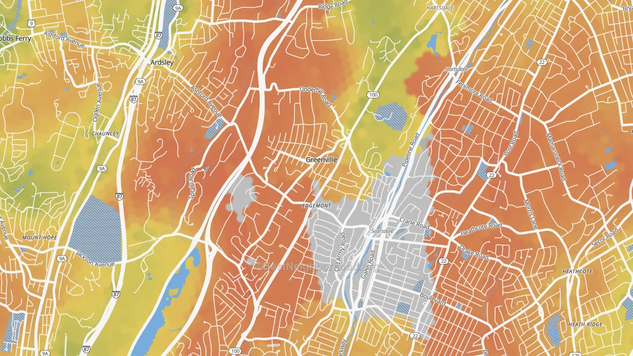Bike Grade map of Greenville, Scarsdale, NY
