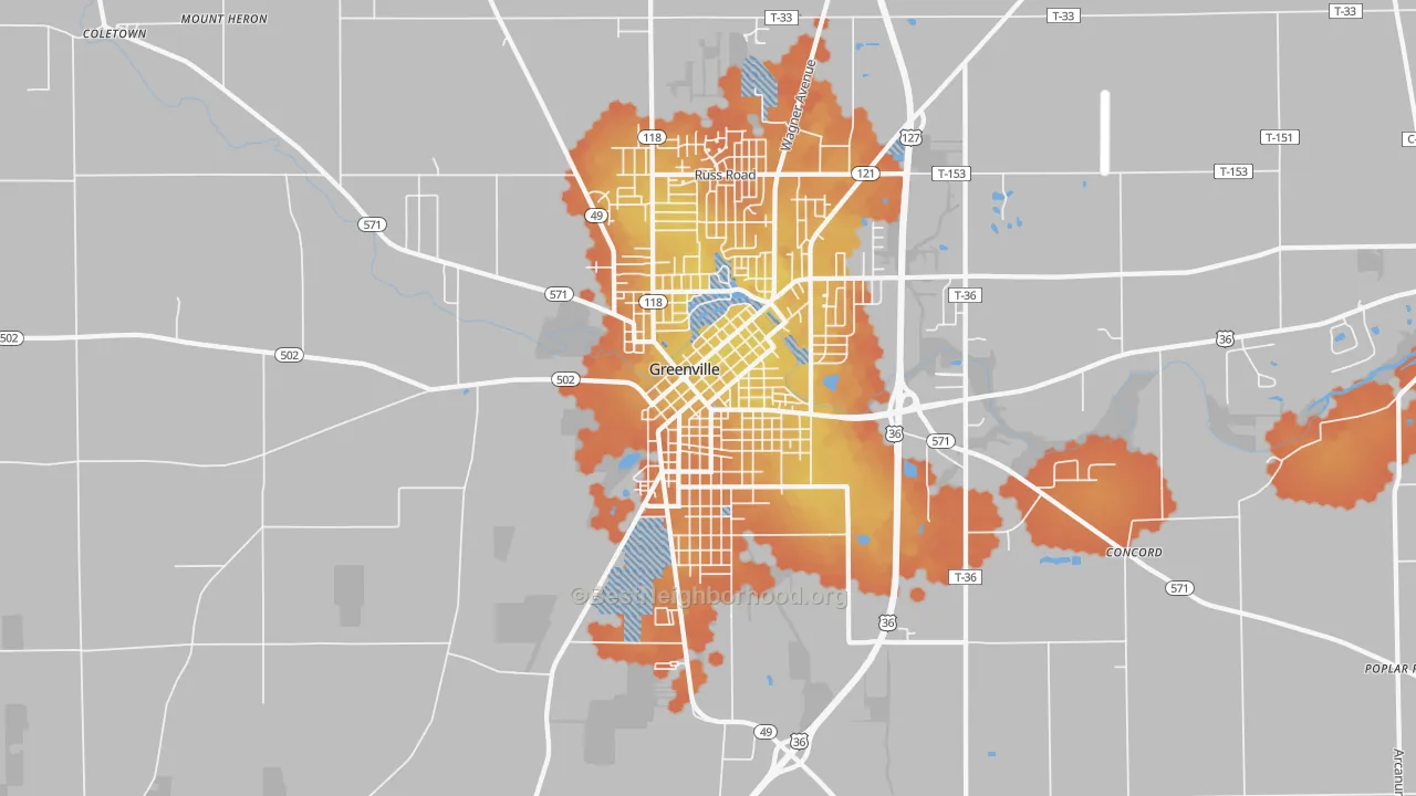 Bike Grade map of Greenville South Broadway Historic District, Greenville, OH