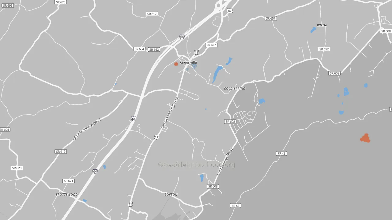 Bike Grade map of Greenville, VA