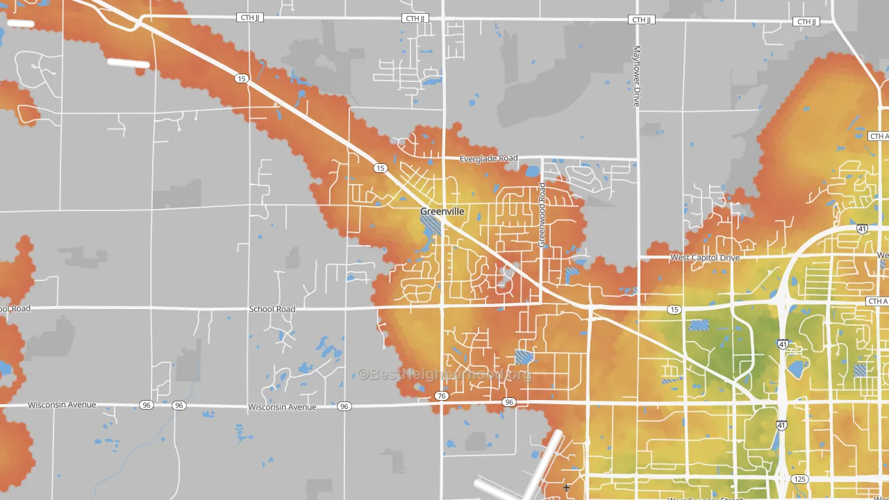 Bike Grade map of Greenville, WI