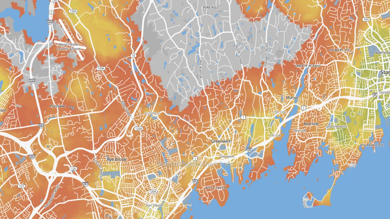 Bike Grade map of Greenwich, CT
