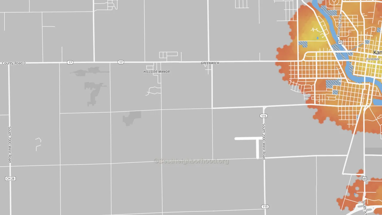 Bike Grade map of Greenwich, IL