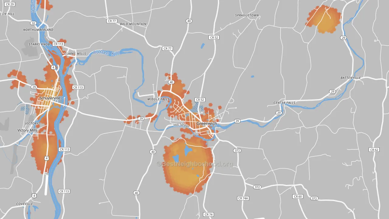 Bike Grade map of Greenwich, NY