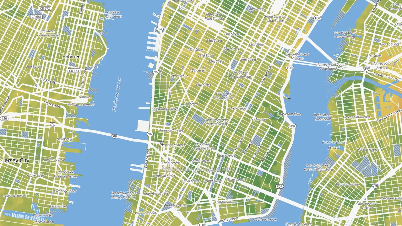 Bike Grade map of Greenwich Village, Manhattan, NY