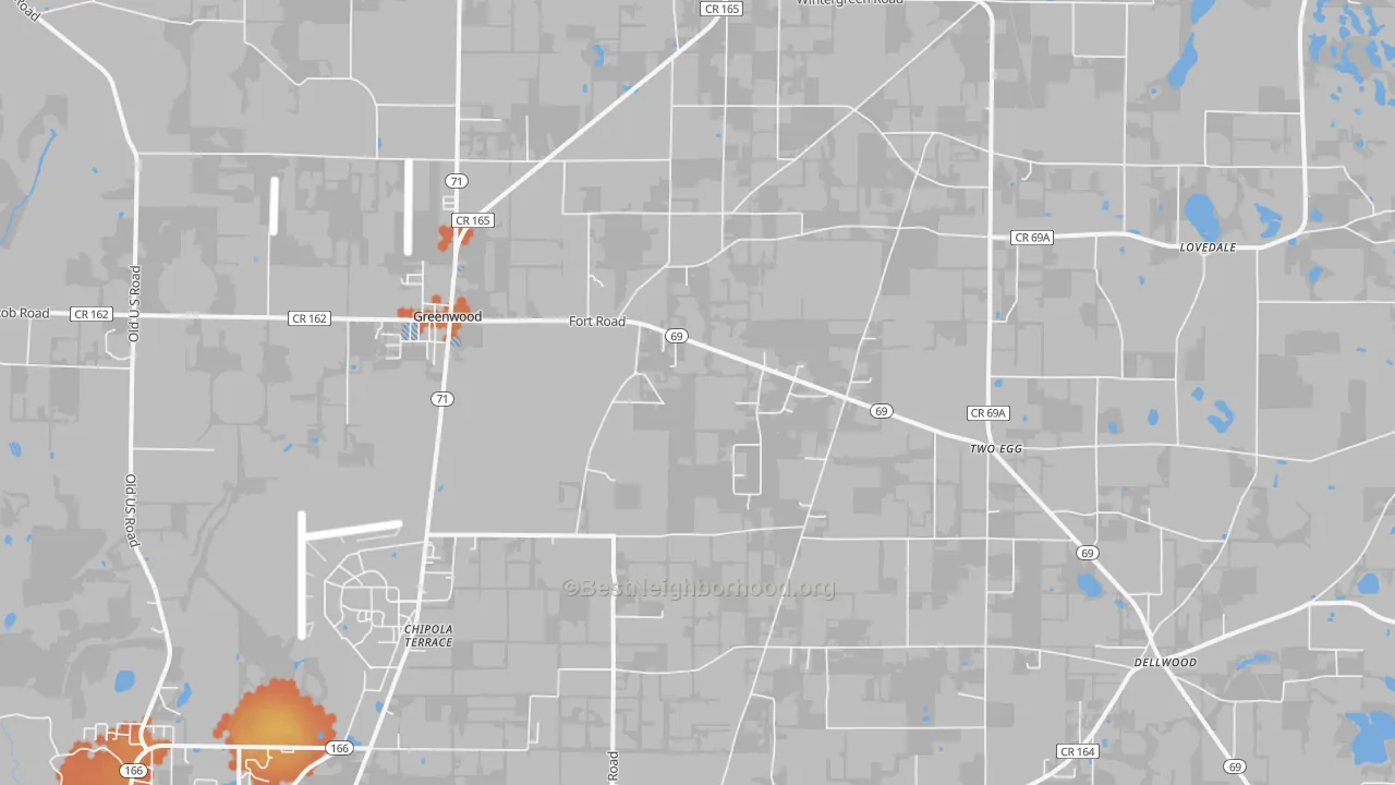Bike Grade map of Greenwood, FL