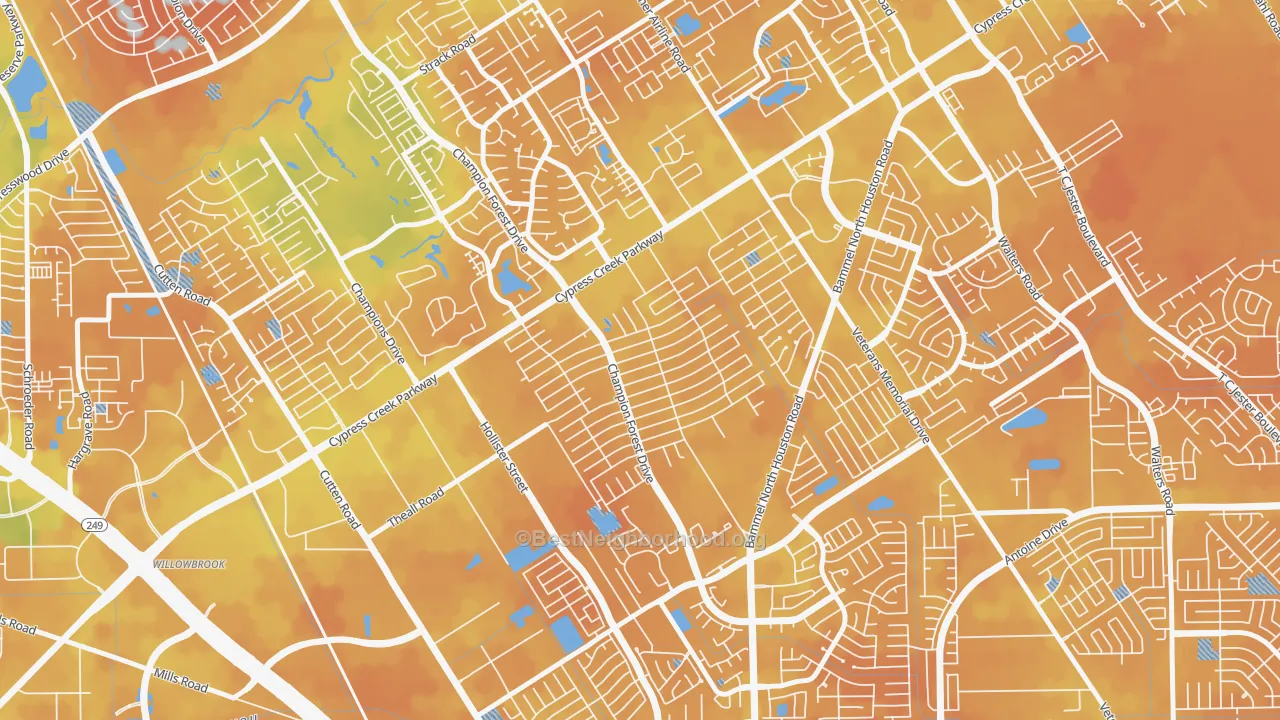 Bike Grade map of Greenwood Forest, Houston, TX