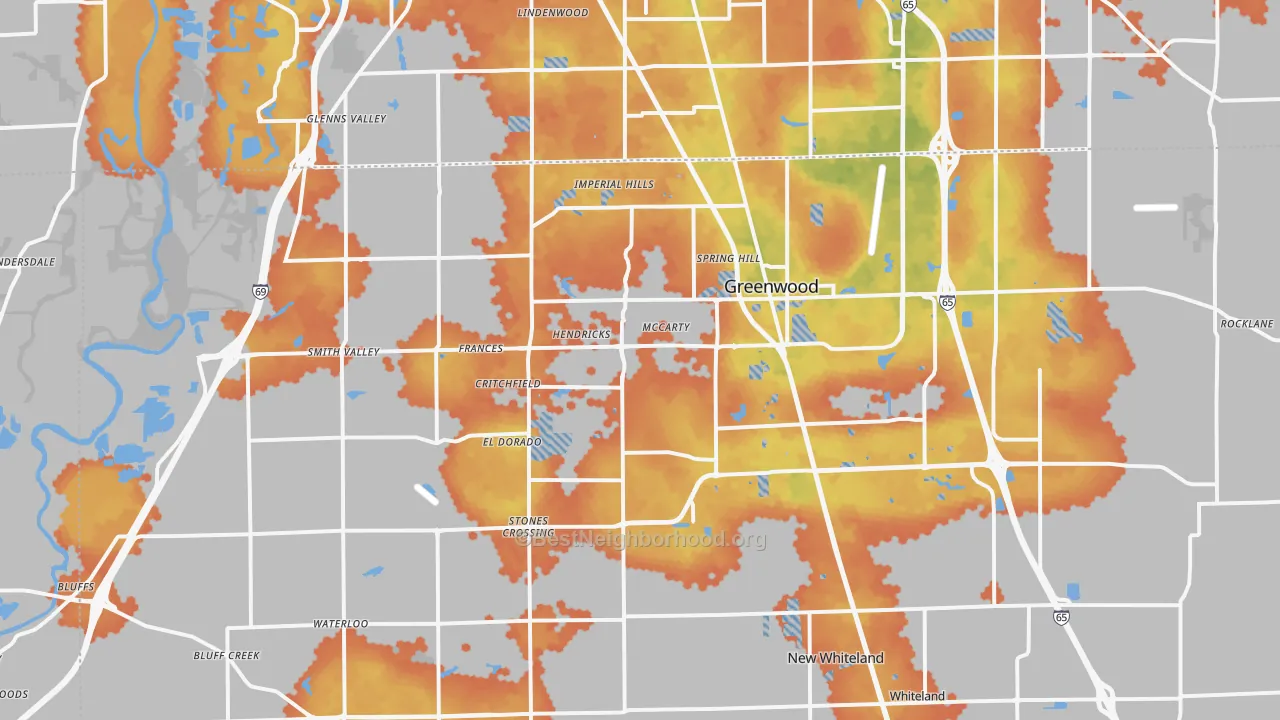 Bike Grade map of Greenwood, IN