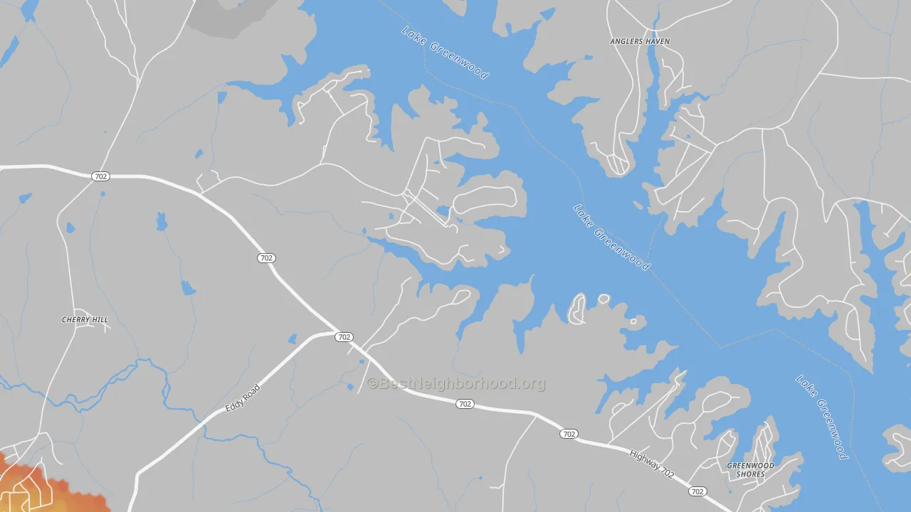 Bike Grade map of Greenwood Shores, SC