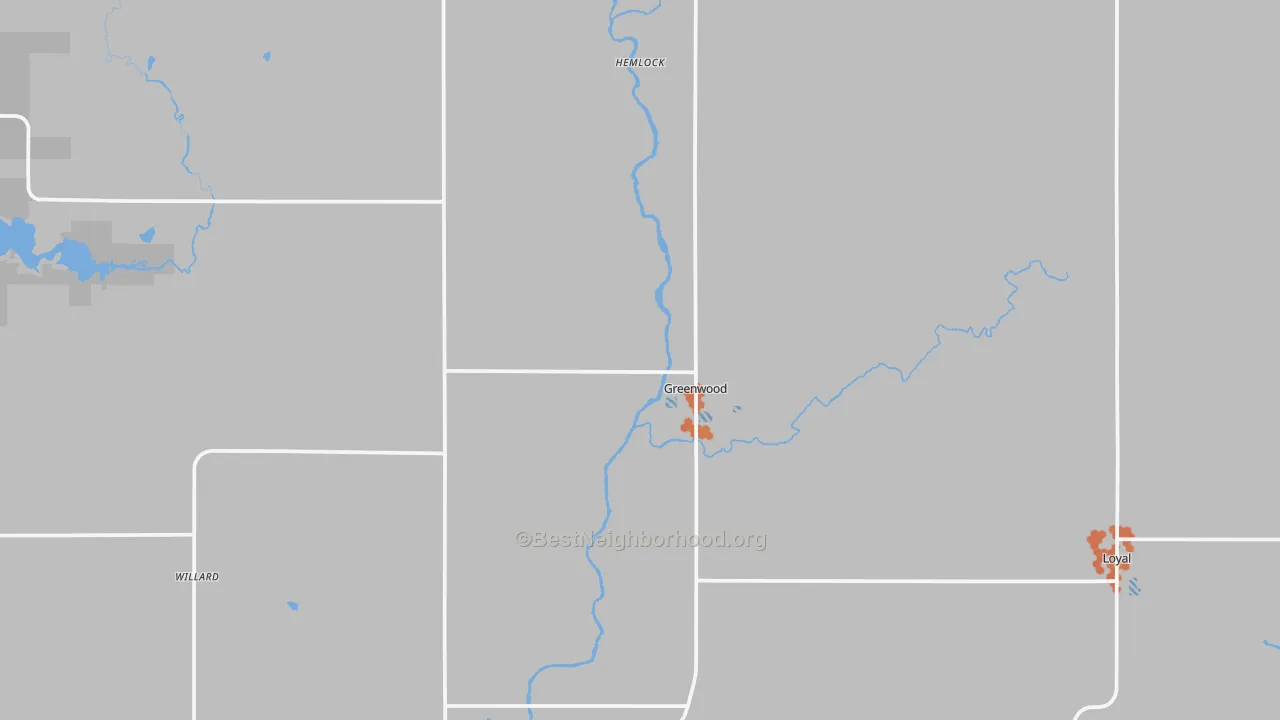 Bike Grade map of Greenwood, WI
