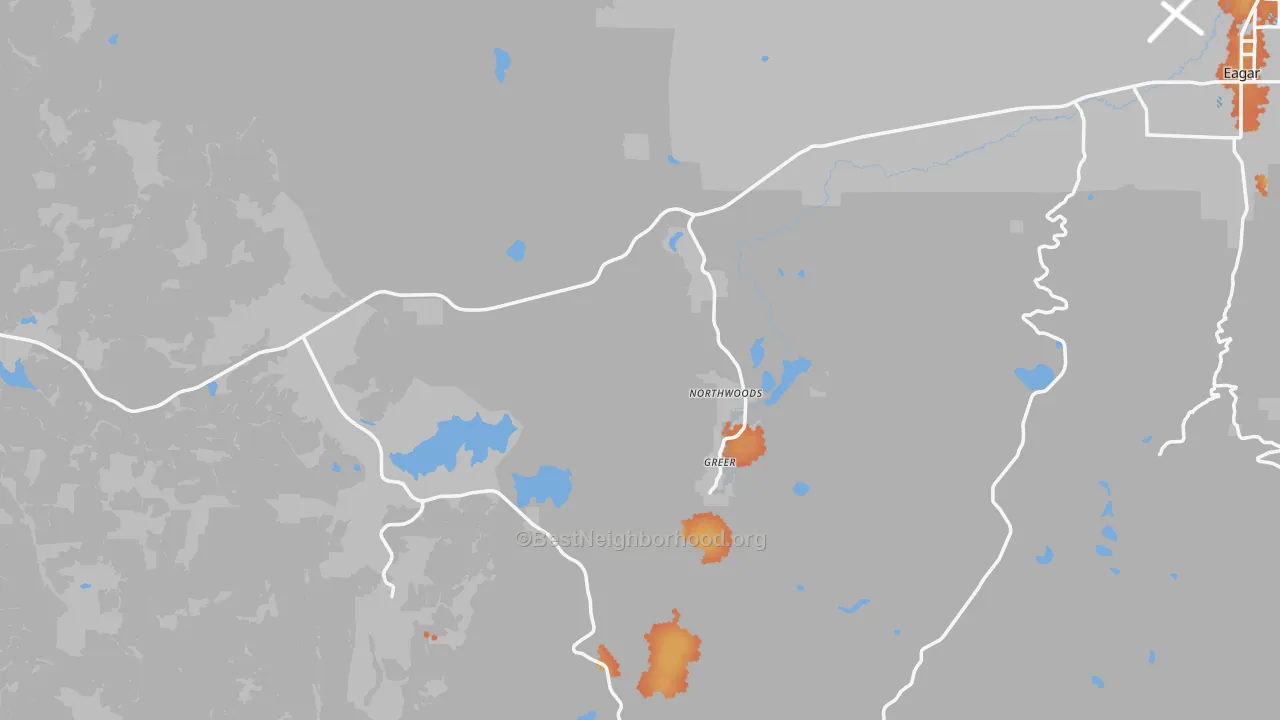 Bike Grade map of Greer, AZ