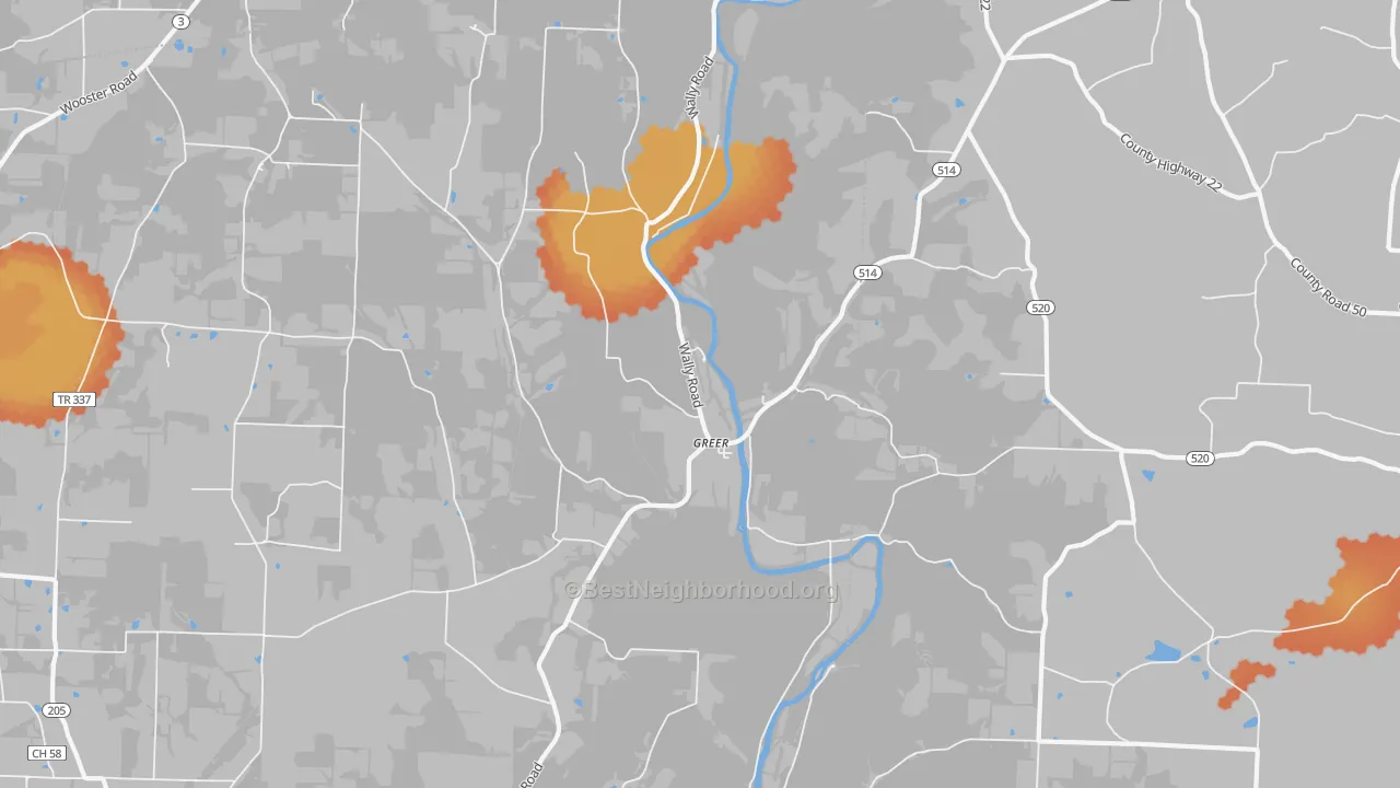 Bike Grade map of Greer, OH