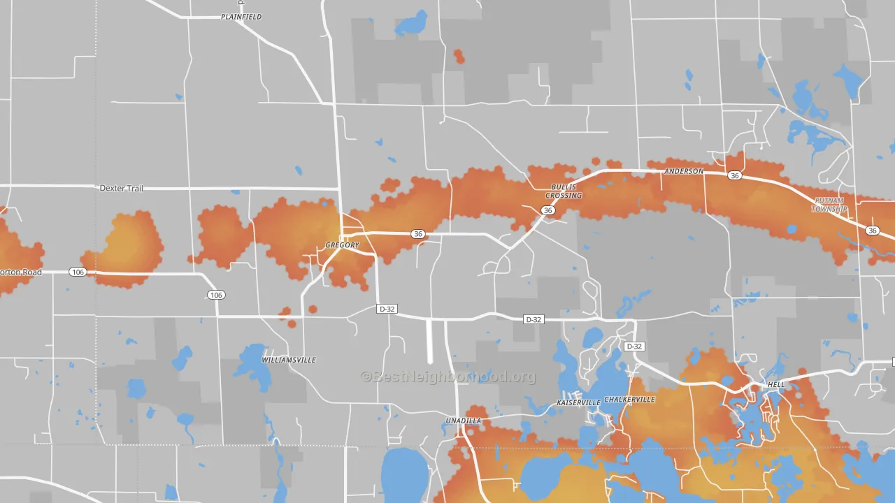 Bike Grade map of Gregory, MI