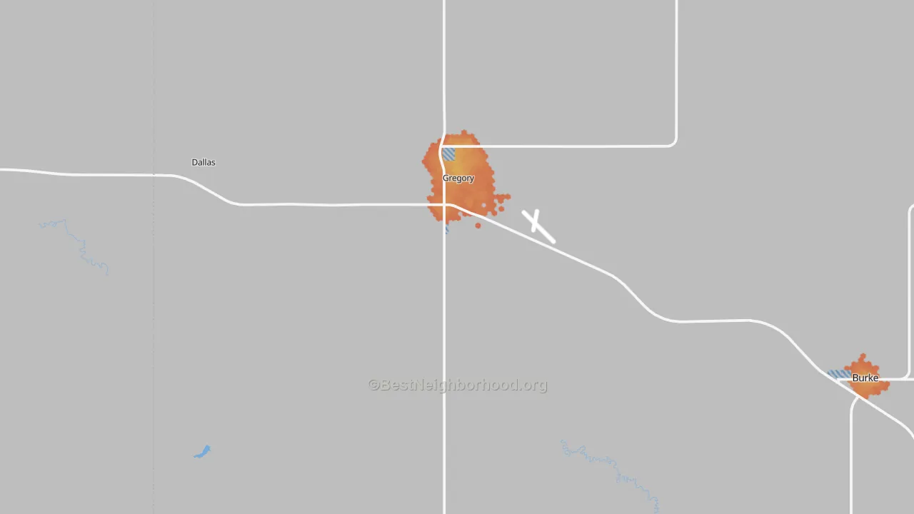 Bike Grade map of Gregory, SD
