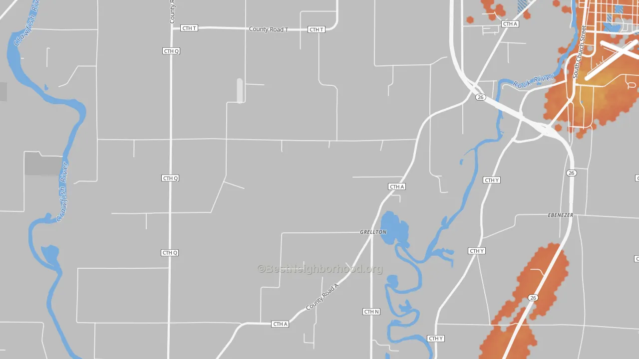 Bike Grade map of Grellton, WI