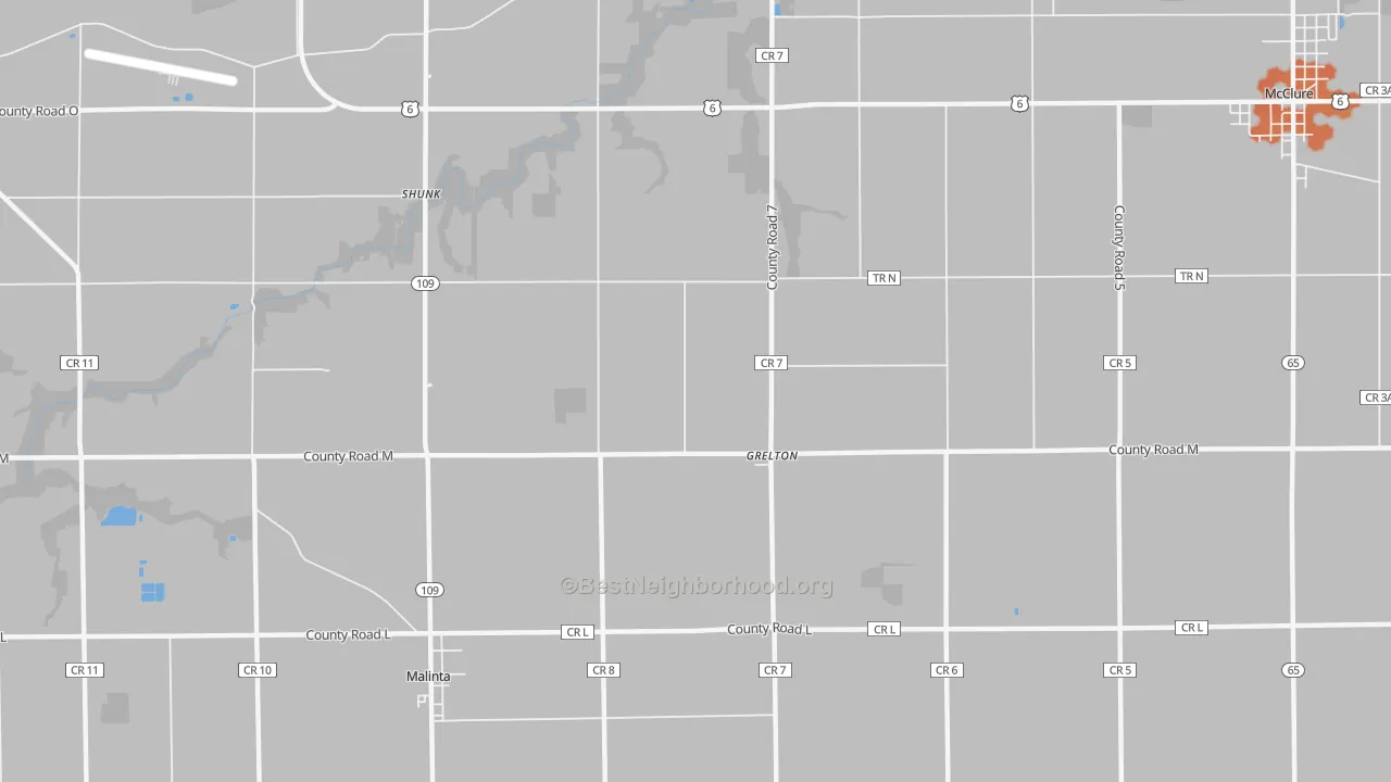 Bike Grade map of Grelton, OH