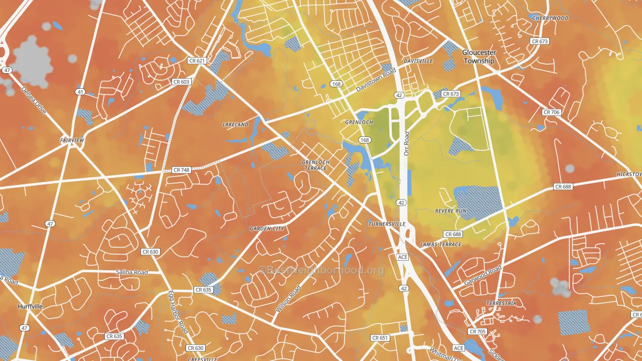Bike Grade map of Grenloch, NJ