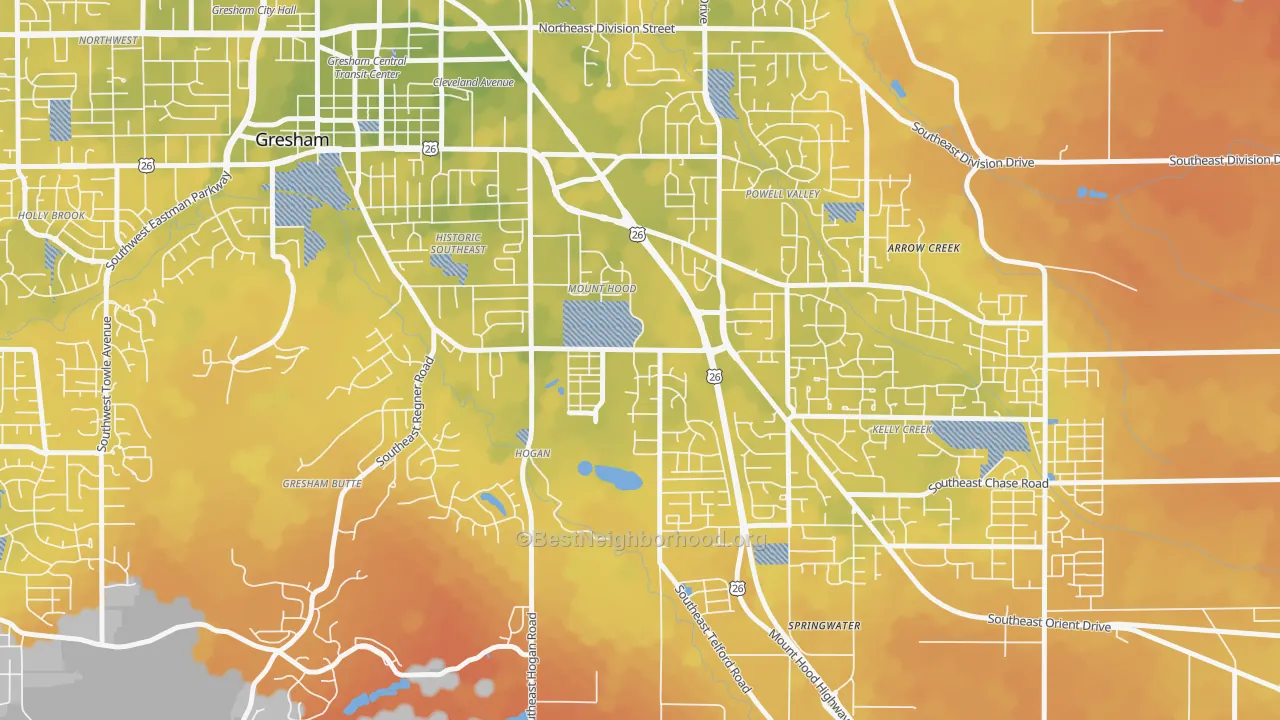 Bike Grade map of Gresham-Mt. Hood, Gresham, OR