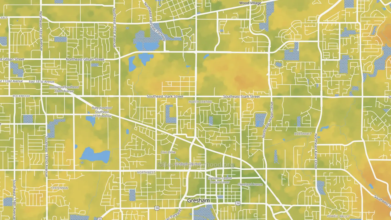 Bike Grade map of Gresham-North Central, Gresham, OR