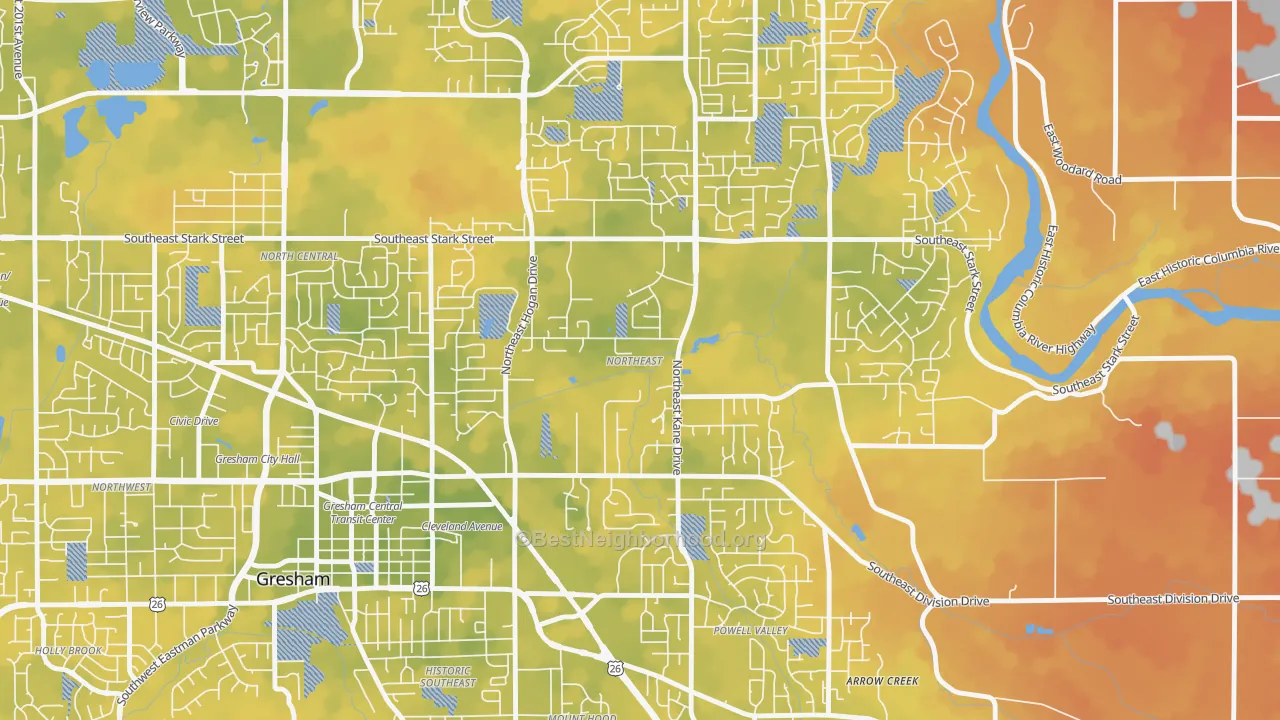 Bike Grade map of Gresham-Northeast, Gresham, OR