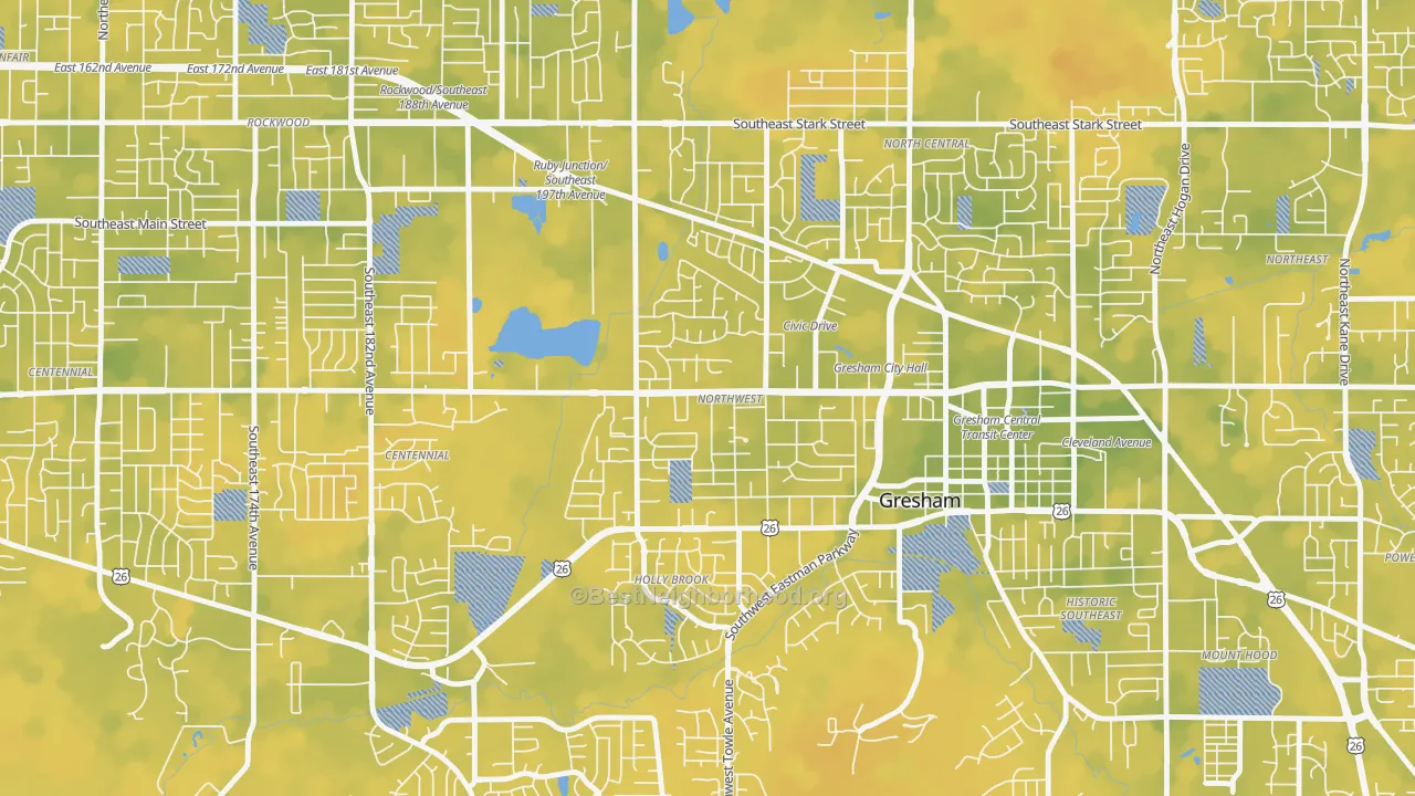 Bike Grade map of Gresham-Northwest, Gresham, OR