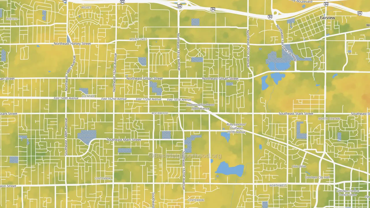 Bike Grade map of Gresham-Rockwood, Gresham, OR