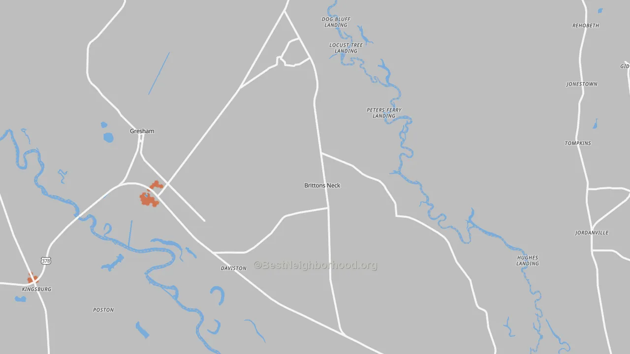 Bike Grade map of Gresham, SC
