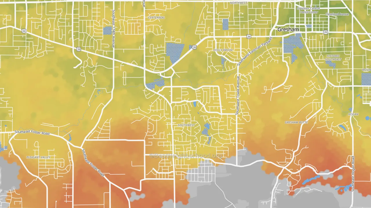 Bike Grade map of Gresham-Southwest, Gresham, OR