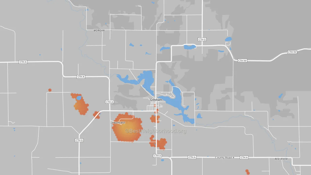Bike Grade map of Gresham, WI