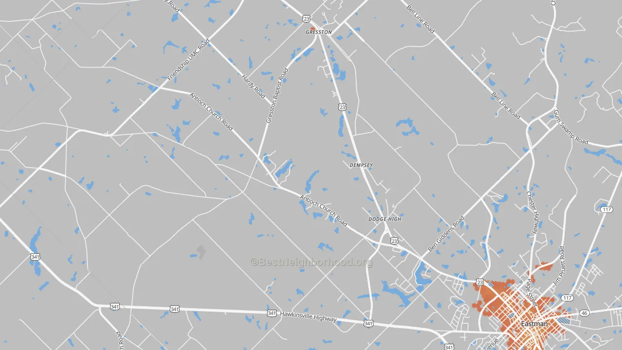 Bike Grade map of Gresston, GA