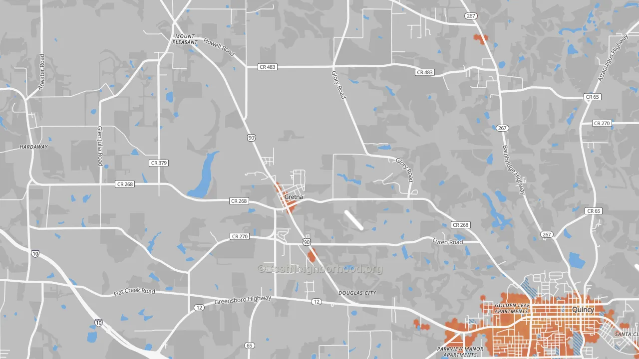 Bike Grade map of Gretna, FL