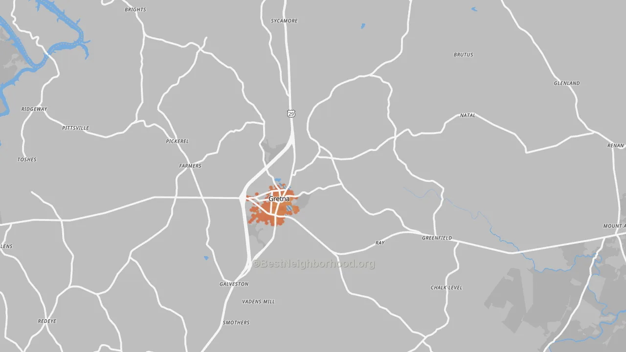 Bike Grade map of Gretna, VA