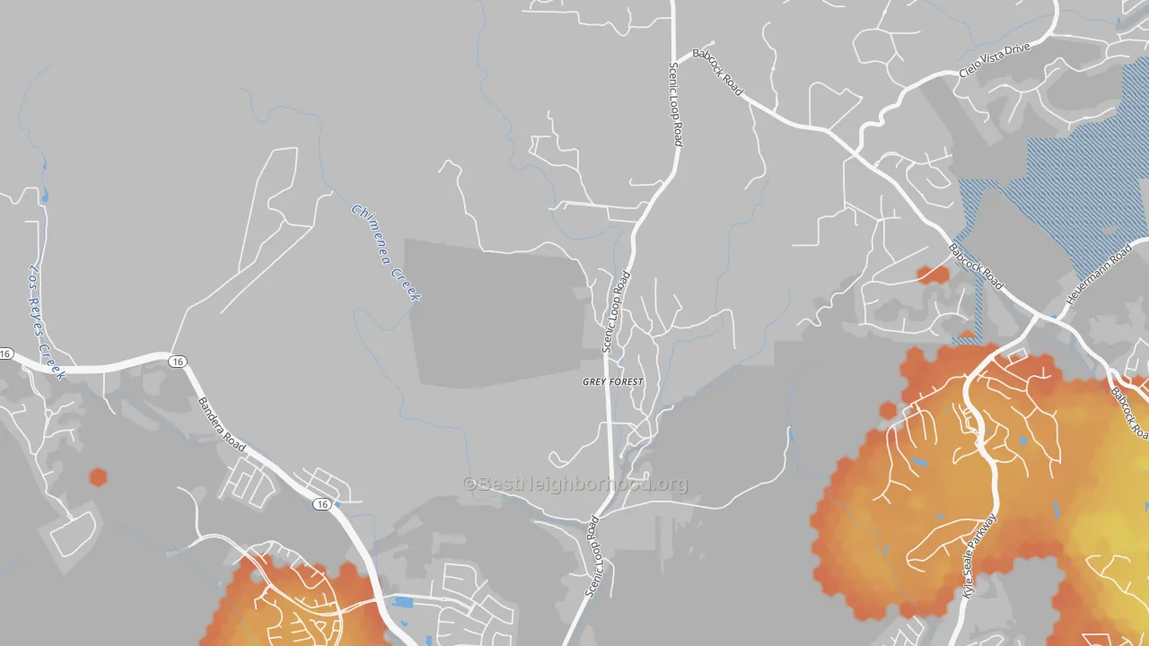 Bike Grade map of Grey Forest, TX